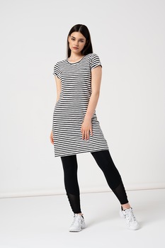 GAP, Rochie-tricou cambrata cu buzunar pe piept, Alb/Negru GAP, Rochie-tricou cambrata cu buzunar pe piept, Alb/Negru
