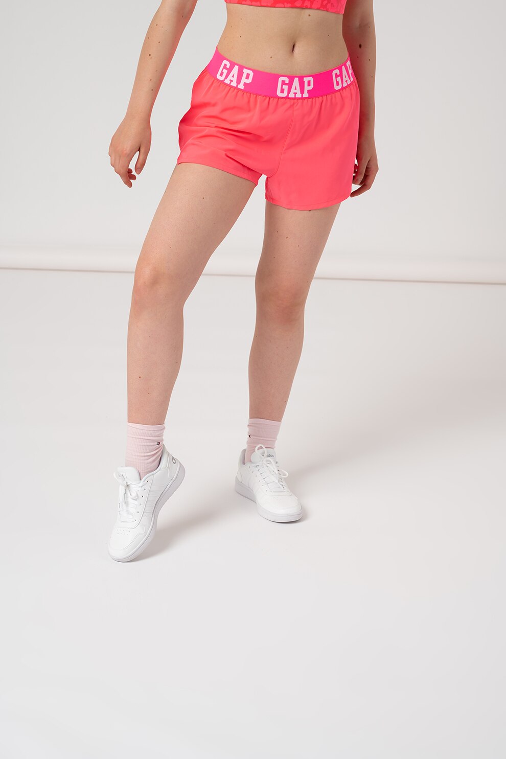 GAP, Pantaloni scurti cu talie elastica, Roz neon/Alb
