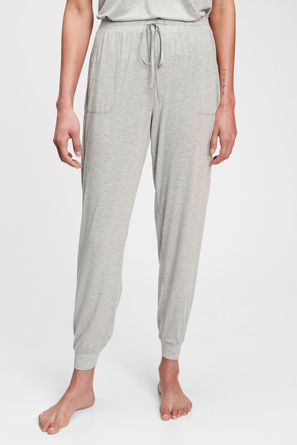 GAP, Pantaloni de pijama din amestec de modal cu snur, Gri melange