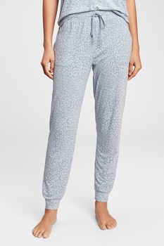 GAP, Pantaloni de pijama din amestec de modal cu snur, Gri/Alb GAP, Pantaloni de pijama din amestec de modal cu snur, Gri/Alb