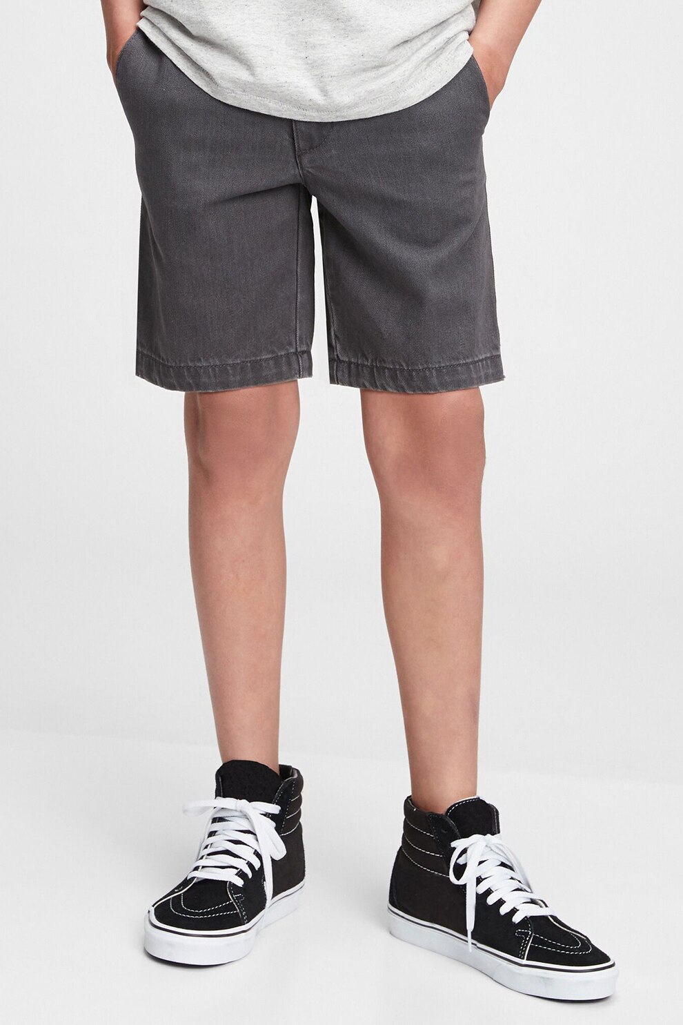 GAP, Pantaloni scurti chino cu snur, Gri inchis