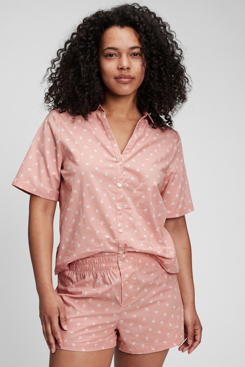 GAP, Camasa de pijama cu model, Roz somon