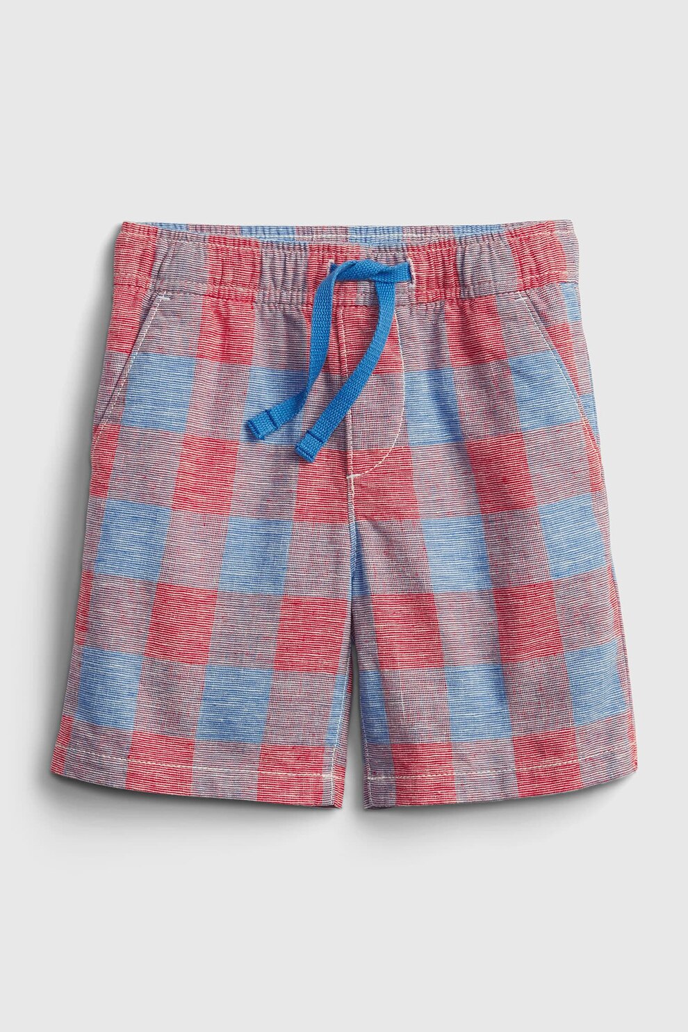 GAP, Pantaloni scurti din amestec de in cu buzunare oblice, Albastru/Rosu