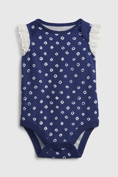 GAP, Body de bumbac cu imprimeu grafic, Bleumarin/Alb GAP, Body de bumbac cu imprimeu grafic, Bleumarin/Alb