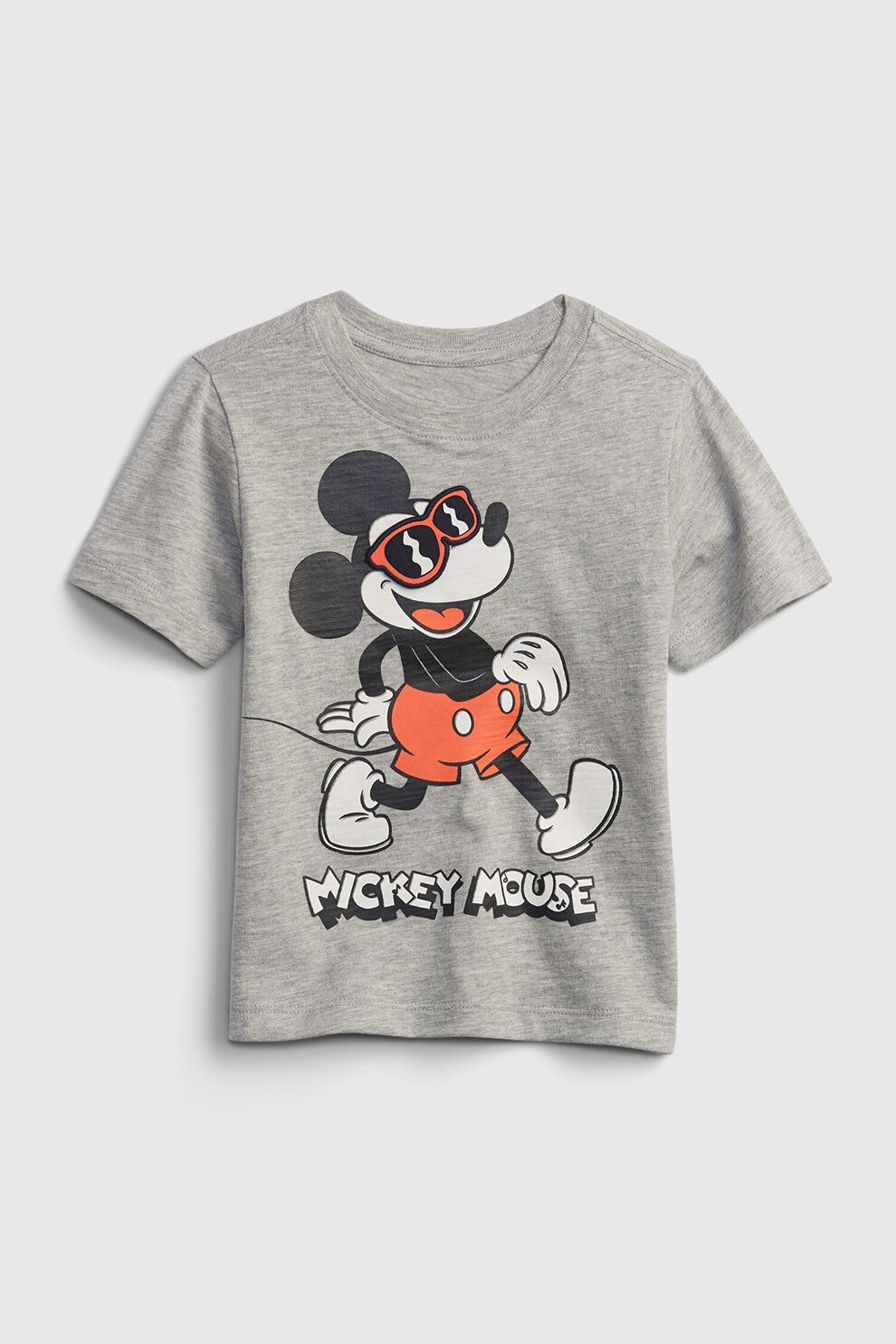 GAP, Tricou de bumbac cu imprimeu Mickey Mouse, Gri melange