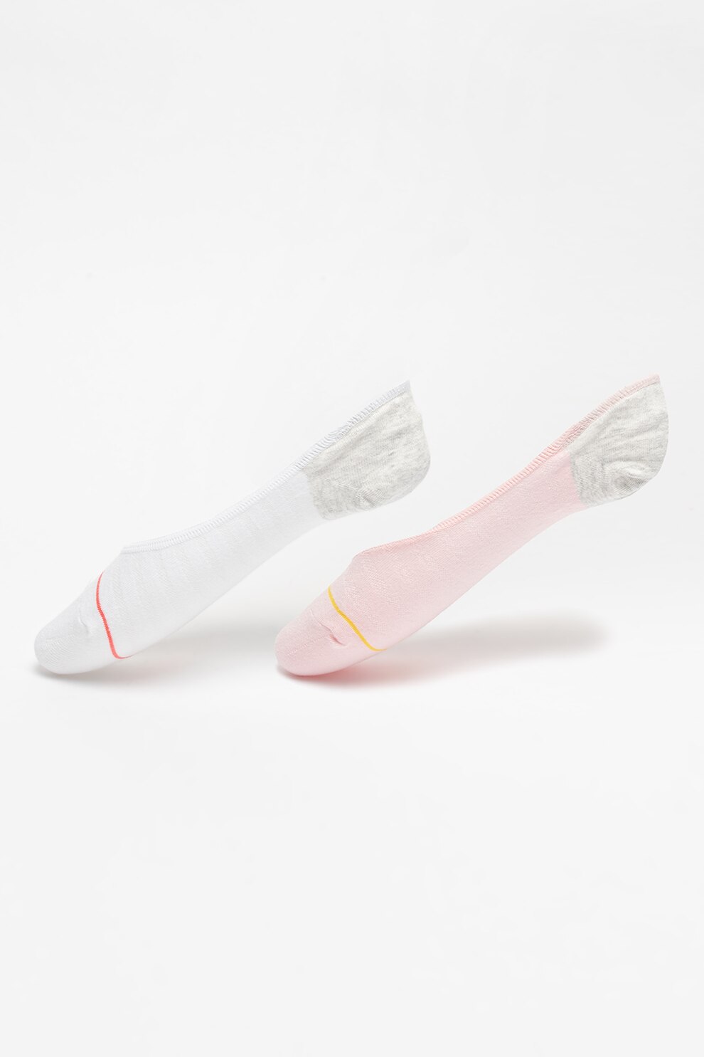 GAP, Set de sosete foarte scurte in dungi, 2 perechi, Alb/Roz pastel, One Size