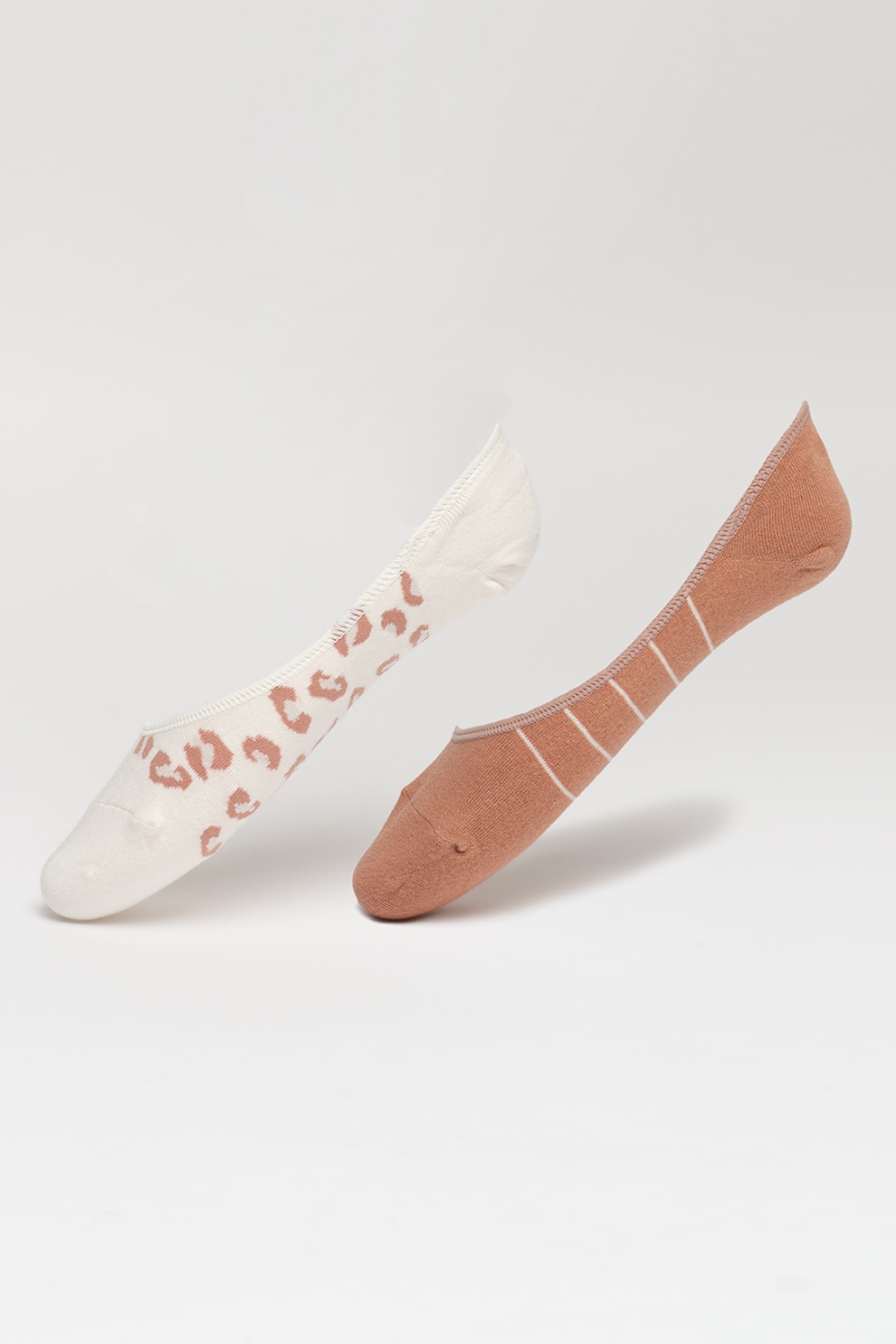 GAP, Set de sosete foarte scurte cu model, 2 perechi, Maro/Alb, One Size