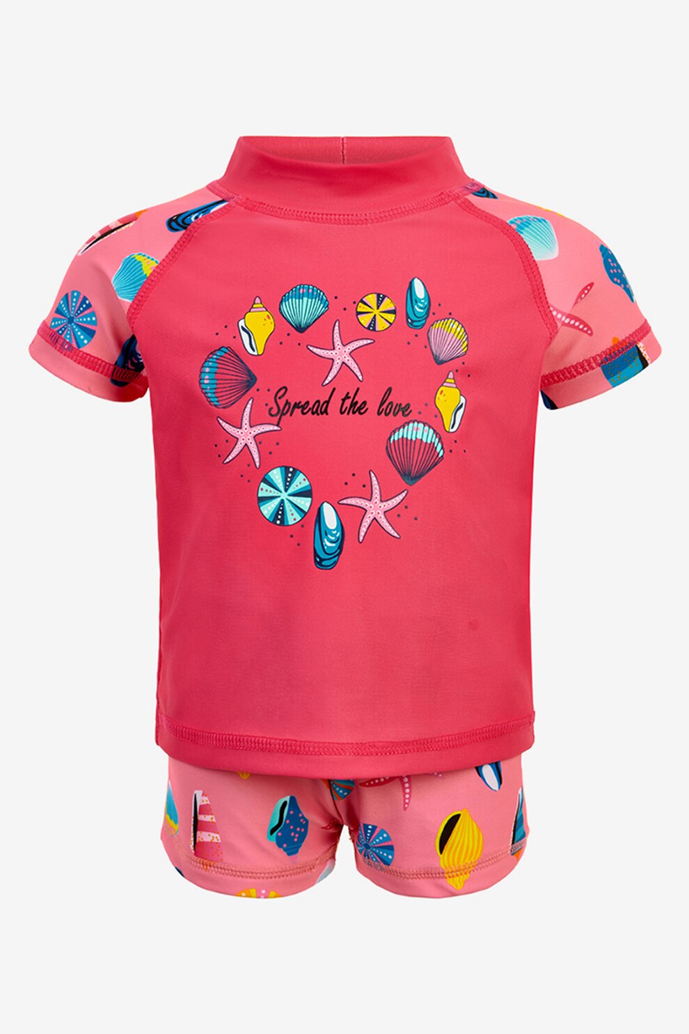 Color Kids, Set de tricou de baie si pantaloni scurti, Roz/Albastru/Galben, 74-80 CM
