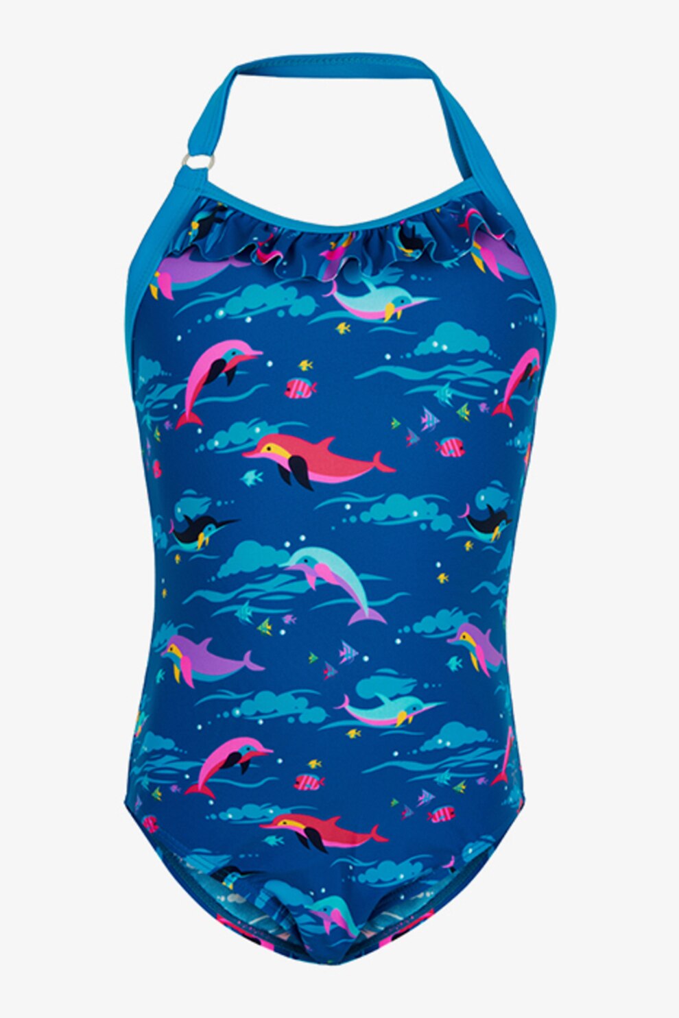 Color Kids, Set de costum de baie intreg si bentita, Albastru inchis/Roz, 110-116 CM