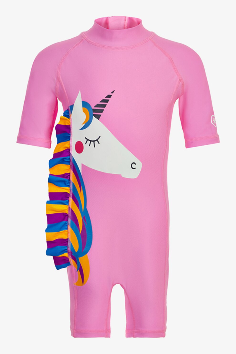 Color Kids,Costum de baie intreg cu imprimeu grafic, Roz/Alb/Albastru