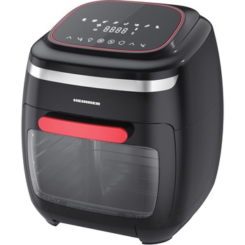 Friteuza cu aer cald Heinner Crystal Clear HAF-B2000FB, 2000W, capacitate cos 4.5L, capacitate cuptor 11L, 8 programe, 3 rafturi pentru preparare cu aer cald, tija rotisor, temperatura reglabila: 30-200˚C, temporizator: 4h, Rosu Friteuza cu aer cald Heinner Crystal Clear HAF-B2000FB, 2000W, capacitate cos 4.5L, capacitate cuptor 11L, 8 programe, 3 rafturi pentru preparare cu aer cald, tija rotisor, temperatura reglabila: 30-200˚C, temporizator: 4h, Rosu