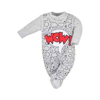 Compleu 2 piese salopeta si bluza pentru copii Koala Wow 07-411G_68cm, Gri 53974 Compleu 2 piese salopeta si bluza pentru copii Koala Wow 07-411G_68cm, Gri 53974
