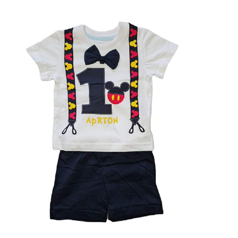 Set 2 piese, tricou cu pantaloni scurti, Alb/Negru