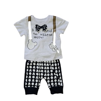 Set 2 piese tricou si pantaloni scurti cu imprimeu, Alb/Negru Set 2 piese tricou si pantaloni scurti cu imprimeu, Alb/Negru