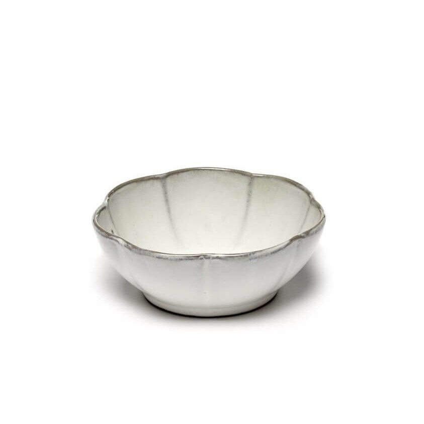 Bol - Ribbed Inku White L, 5 cm, Portelan, Alb