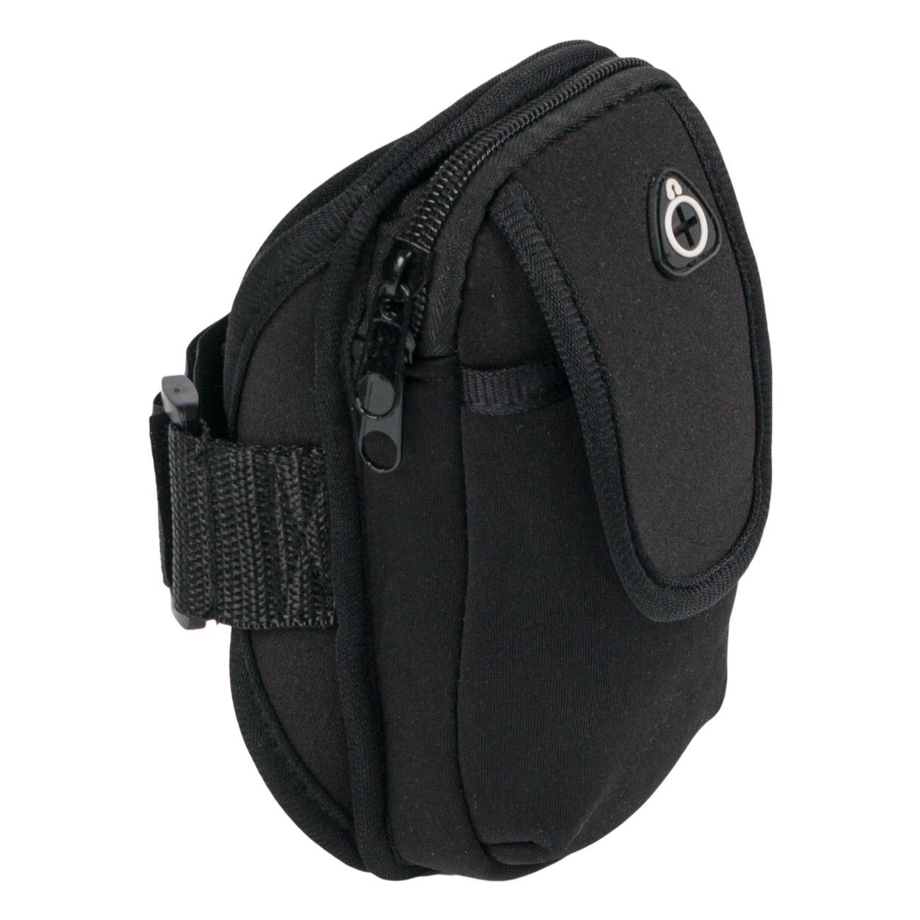 Husa cu fermoar de tip armband sport cu orificiu pentru casti, 15 cm, impermeabila, Negru, BBL2255