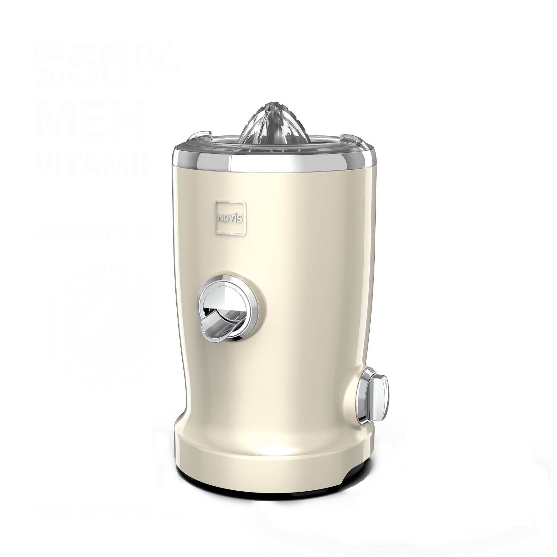 Storcator de citrice multifunctional, Novis, VitaJuicer S1, 4 functii, silentios, motor puternic 2000 RPM, fara BPA, design elegant, extractie avansata a vitaminelor si nutrientilor, crem