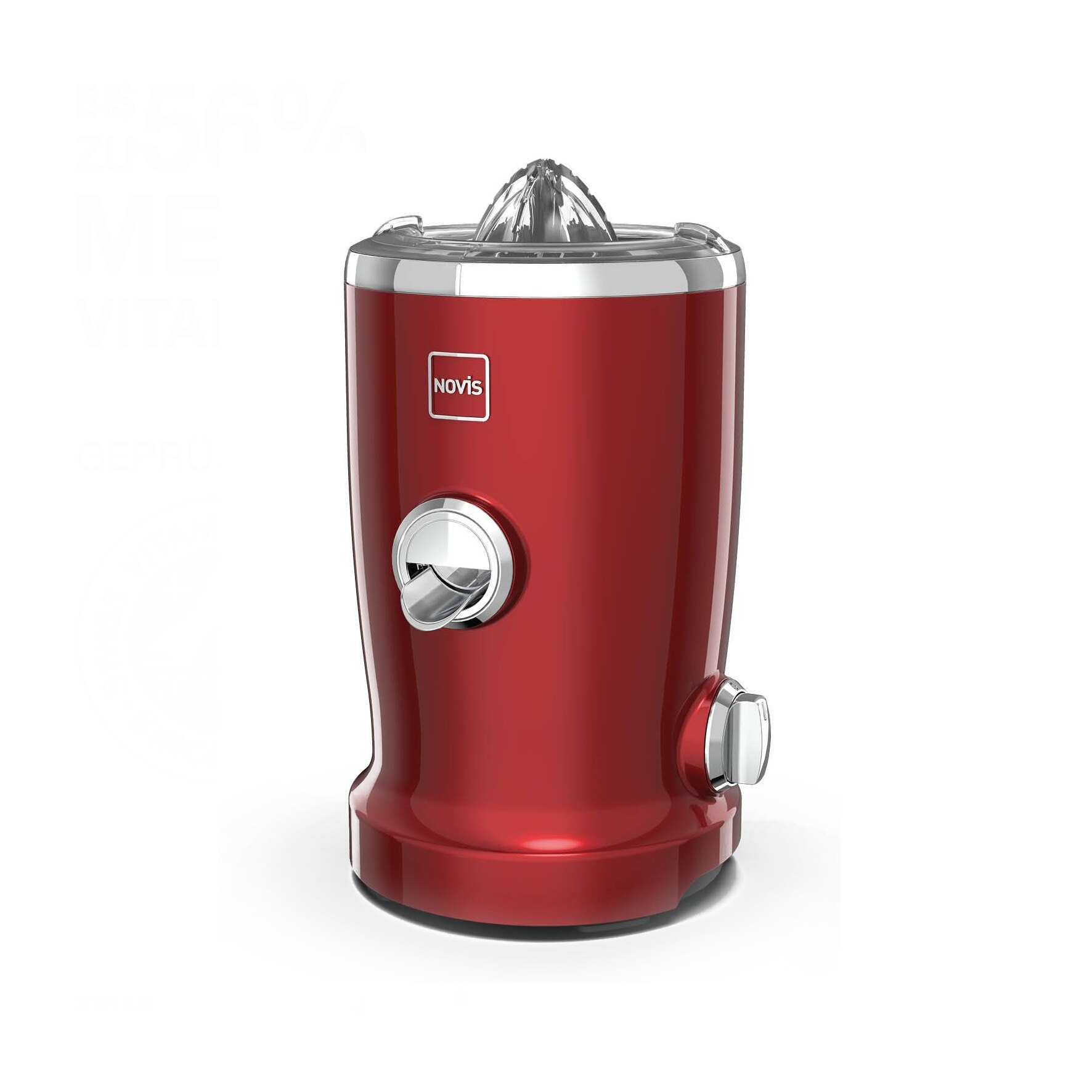 Storcator de citrice multifunctional, Novis, VitaJuicer S1, 4 functii, silentios, motor puternic 2000 RPM, fara BPA, design elegant, extractie avansata a vitaminelor si nutrientilor, visiniu