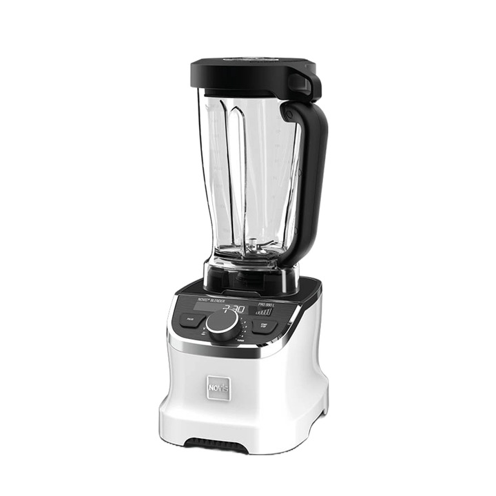 Професионален блендер, Novis, ProBlender 880L, 6 скорости, безшумен, Безжична система за безопасност, Контейнер от тритан без BPA, капацитет 1,9 L, мощен мотор 30 000 rpm, мощност 1400 W, елегантен дизайн, бял