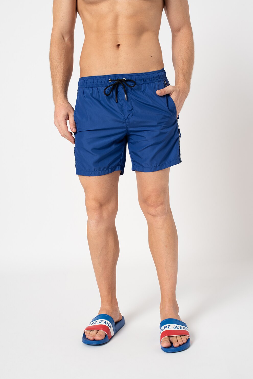 Karl Lagerfeld, Pantaloni scurti de baie cu snur de ajustare, Albastru