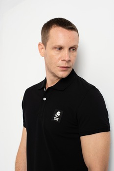Karl Lagerfeld, Tricou polo din amestec de bumbac, Negru Karl Lagerfeld, Tricou polo din amestec de bumbac, Negru
