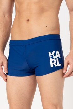 Karl Lagerfeld, Boxeri de baie cu imprimeu logo, Albastru/Alb, M Karl Lagerfeld, Boxeri de baie cu imprimeu logo, Albastru/Alb, M
