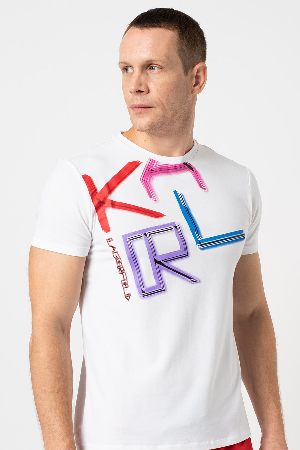 Karl Lagerfeld, Tricou de plaja Neon Karl, Alb