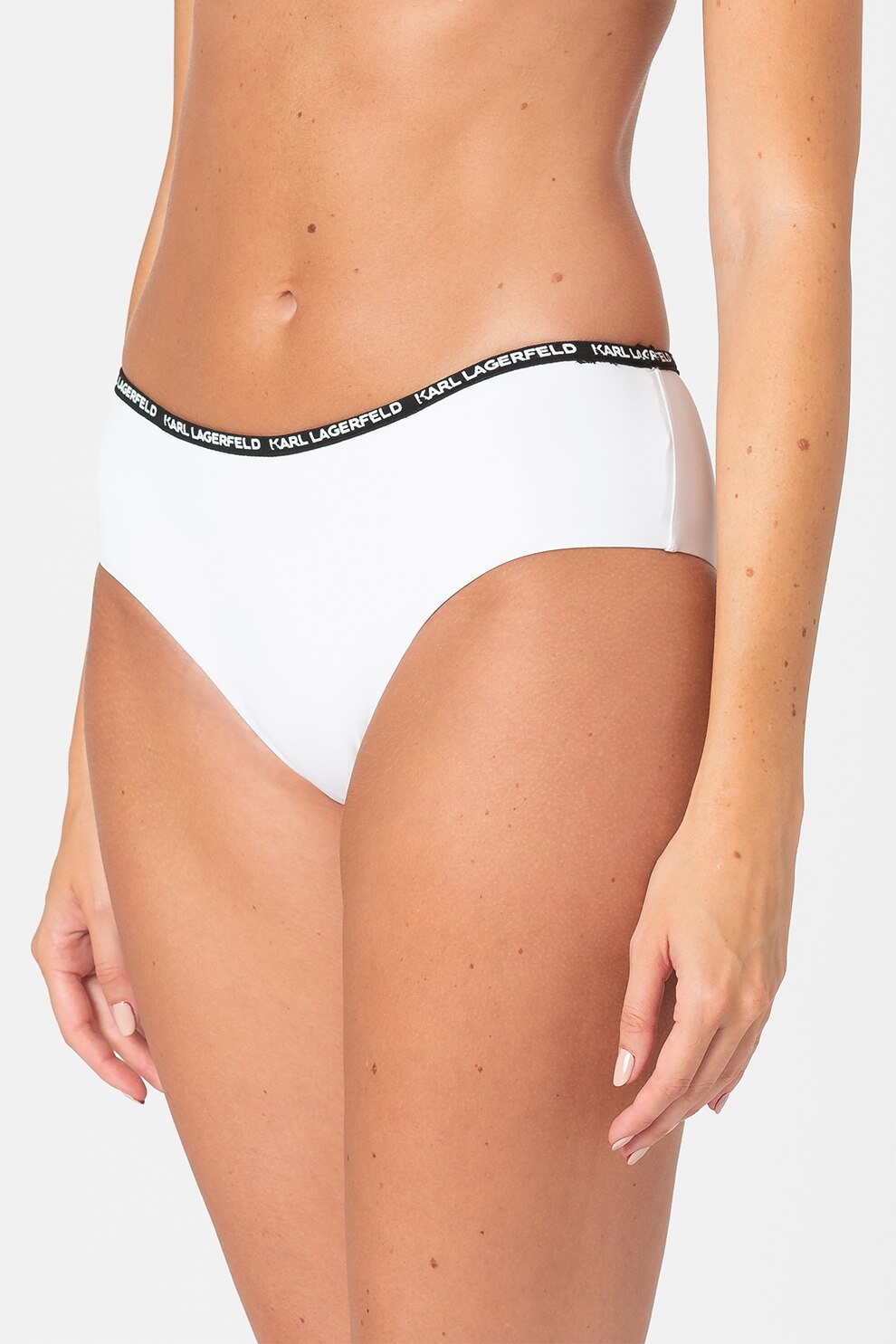 Karl Lagerfeld, Slip hipster cu banda logo, Alb, S