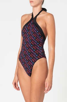 Karl Lagerfeld, Costum de baie intreg cu decolteu halter, Negru/Rosu Karl Lagerfeld, Costum de baie intreg cu decolteu halter, Negru/Rosu