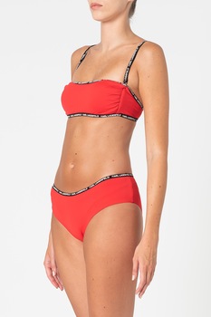 Karl Lagerfeld, Sutien de baie cu garnituri cu imprimeu logo, Rosu/Negru Karl Lagerfeld, Sutien de baie cu garnituri cu imprimeu logo, Rosu/Negru