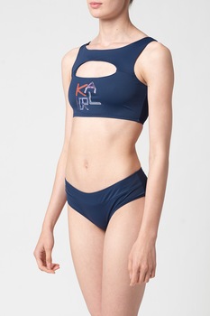Karl Lagerfeld, Bustiera de baie cu imprimeu logo, Bleumarin/maro scortisoara/violet Karl Lagerfeld, Bustiera de baie cu imprimeu logo, Bleumarin/maro scortisoara/violet