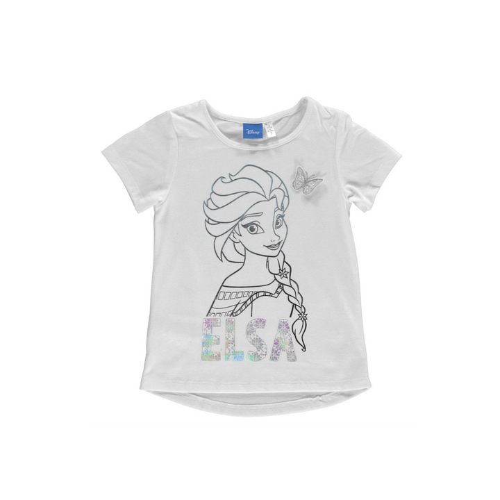 Детска тениска Character SS Frozen, памучна, Бял, 9-10 Години