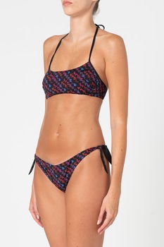 Karl Lagerfeld, Sutien de baie cu imprimeu logo, Negru/Rosu/Purpuriu Karl Lagerfeld, Sutien de baie cu imprimeu logo, Negru/Rosu/Purpuriu