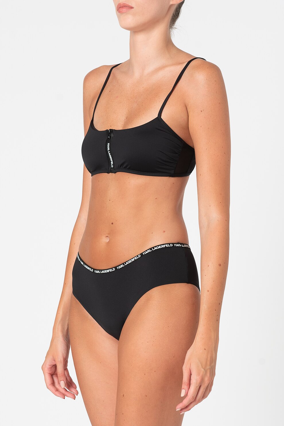 Karl Lagerfeld, Sutien de baie cu bretele ajustabile, Negru