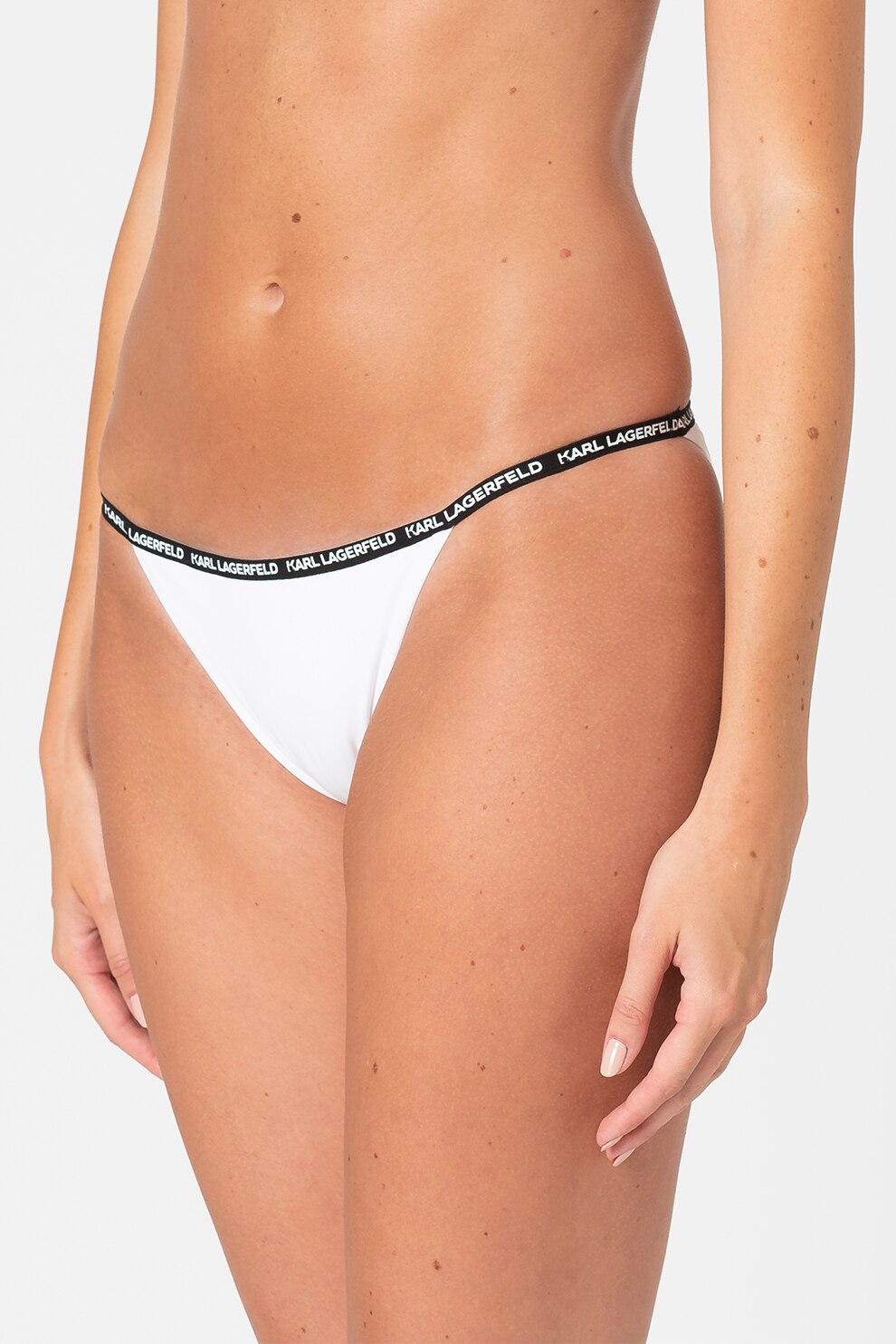 Karl Lagerfeld, Slip cu benzi cu logo, Alb/Negru