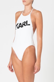 Karl Lagerfeld, Costum de baie intreg cu logo, Alb Karl Lagerfeld, Costum de baie intreg cu logo, Alb