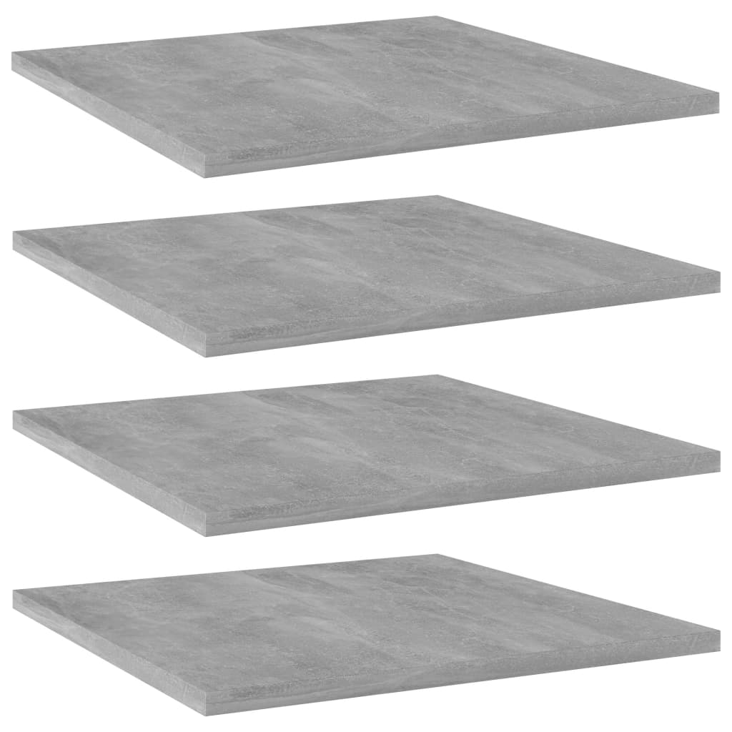 Set de 4 rafturi de biblioteca vidaXL, PAL, 40 x 40 x 1.5 cm, Gri aspect beton