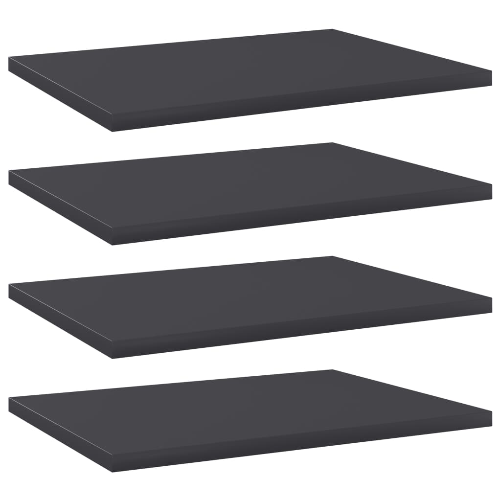 Set de 4 rafturi de biblioteca vidaXL, PAL, 40 x 30 x 1.5 cm, gri inchis