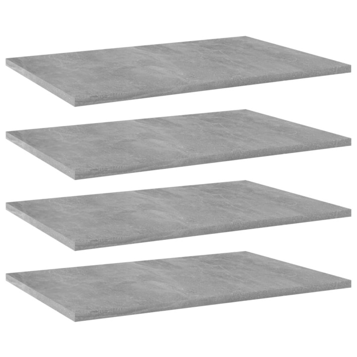 Set placibiblioteca vidaXL, gri beton, 4 buc, 60 x 40 x 1,5 cm, PAL 10.6 kg