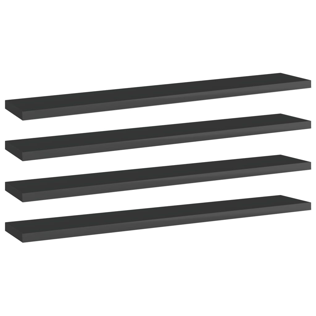 Set de 4 rafturi de biblioteca vidaXL, PAL, 60 x 10 x 1.5 cm, Negru