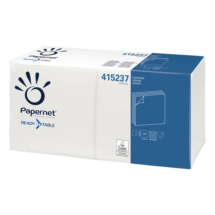 Set 300xServetele, Papernet, Celuloza, Un strat, 32 x 33 cm, Alb