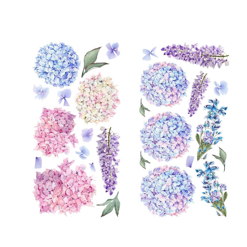 Sticker decorativ floral cu Lavanda si Hortensie, 60x30 cm, multicolor