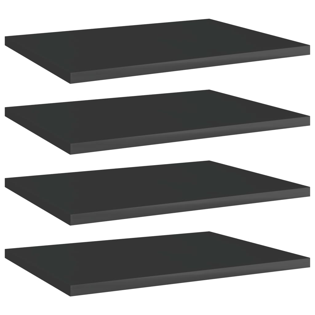 Set de 4 rafturi de biblioteca vidaXL, PAL extralucios, 40 x 30 x 1.5 cm, Negru