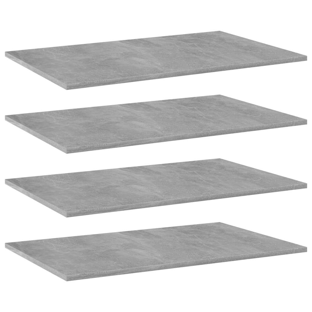 Set de 4 rafturi de biblioteca vidaXL, PAL, 80 x 50 x 1.5 cm, Gri aspect beton
