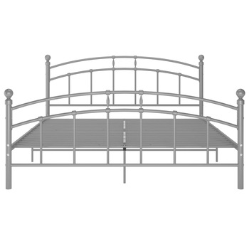 Cadru dublu de pat cu somiera, vidaXL, Metal vopsit electrostatic, 140 x 200 cm, Gri argintiu Cadru dublu de pat cu somiera, vidaXL, Metal vopsit electrostatic, 140 x 200 cm, Gri argintiu