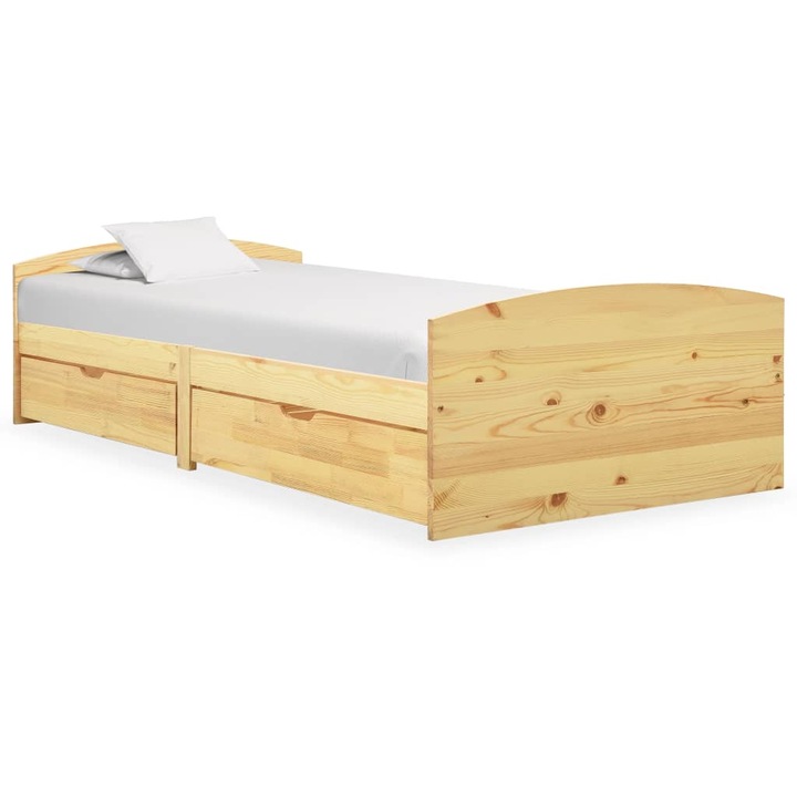 vidaXL tömör fenyőfa ágykeret 2 fiókkal 90 x 200 cm 322154