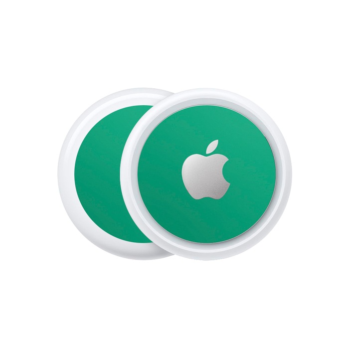 SILKASE bőrfólia készlet Apple Airtaghoz, elöl-hátul, matt türkiz színű