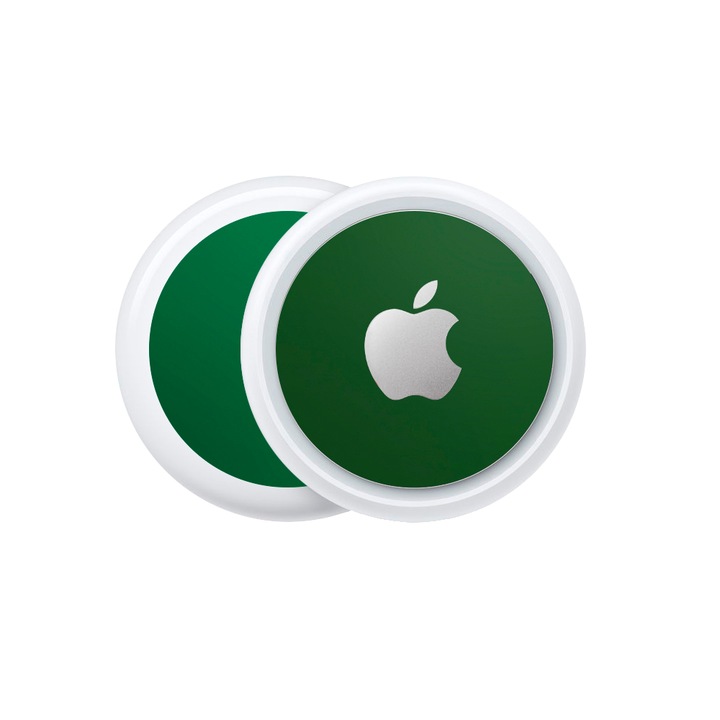 SILKASE bőrfólia szett Apple Airtag-hez, elöl-hátul, matt sötétzöld színű