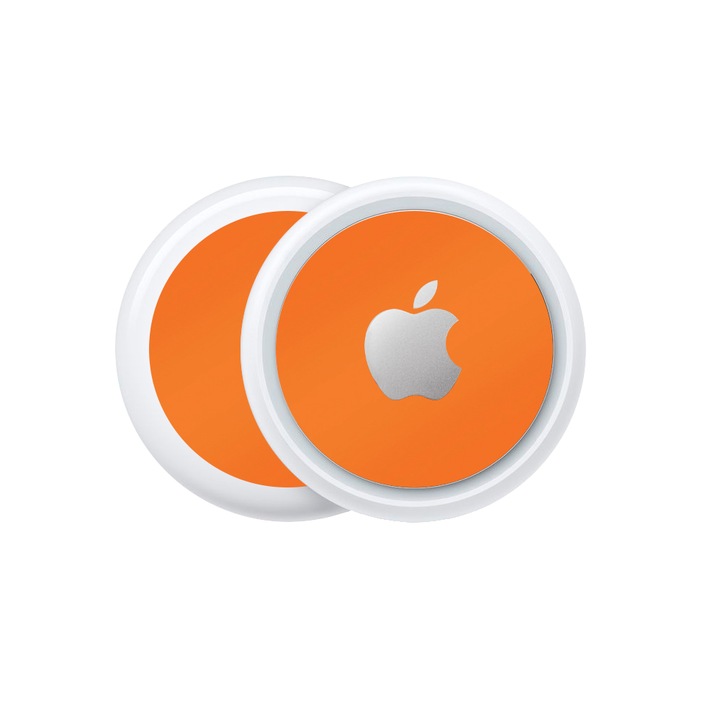 SILKASE bőrfólia készlet Apple Airtag-hez, elöl-hátul, matt narancssárga színben