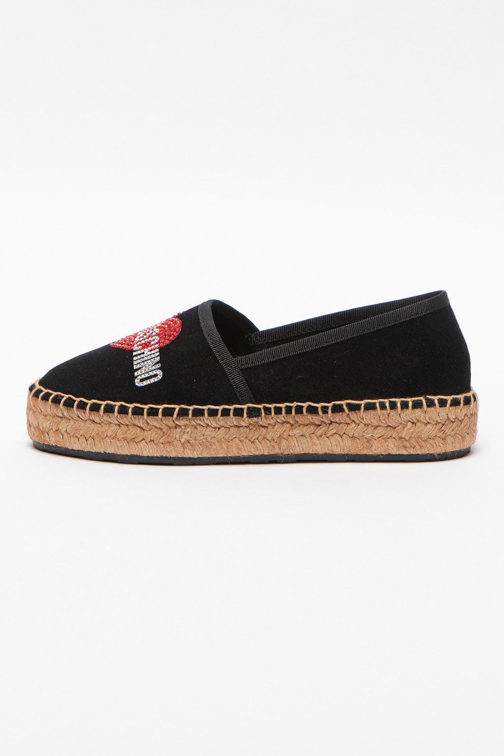 Love Moschino, Espadrile de piele intoarsa cu strasuri
